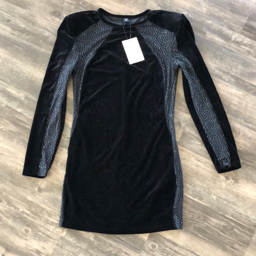 SHEIN Bae Black Velvet Shimmer Dress